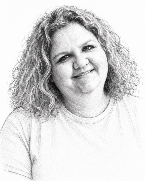 Alexandra Gulamova, co-founder of Savant.chat — pencil portrait